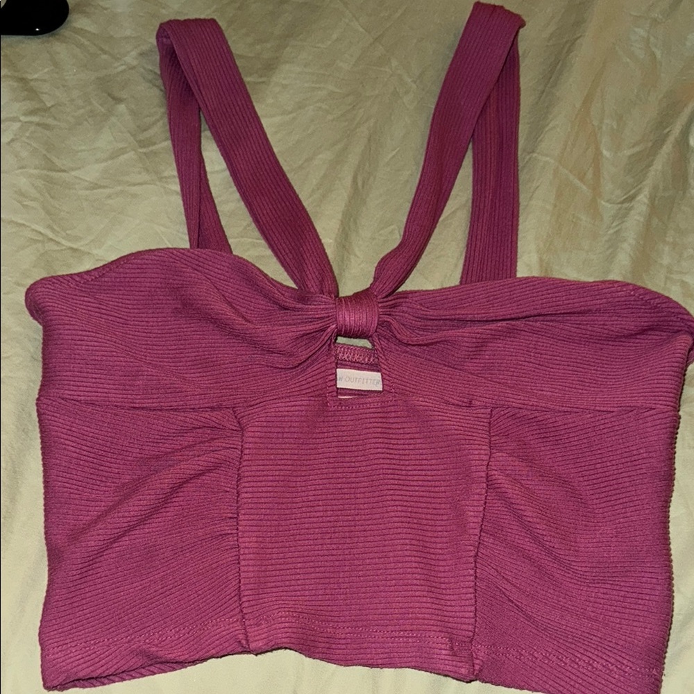 Pink Ribbed Crop Top